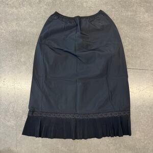 Vintage Y2k 90's Black Pleated Slip Skirt Midi Women's Size Medium